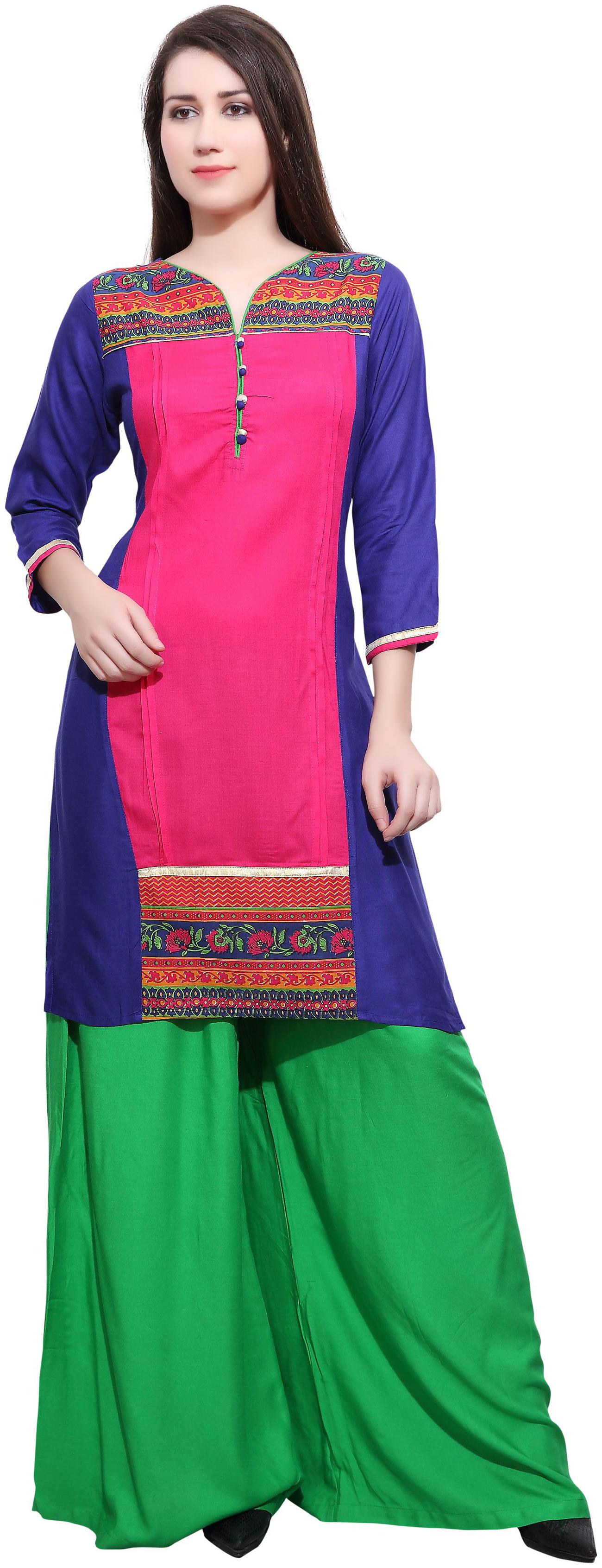 

Avanya Women Pink Printed Straight Kurta