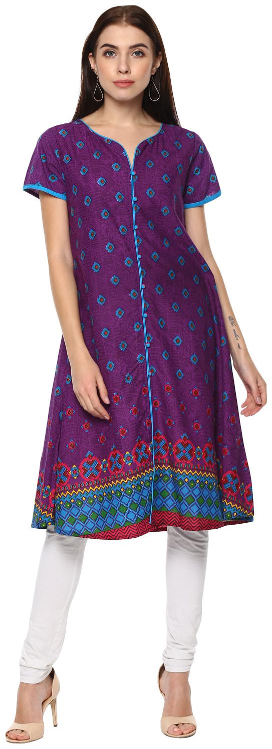 

Avanya Women s Solid Cotton A-Line Kurta