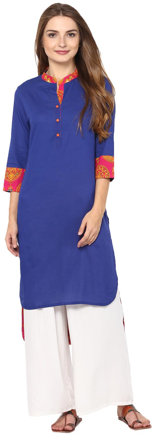 

Avanya Women Blue Solid Straight Kurta