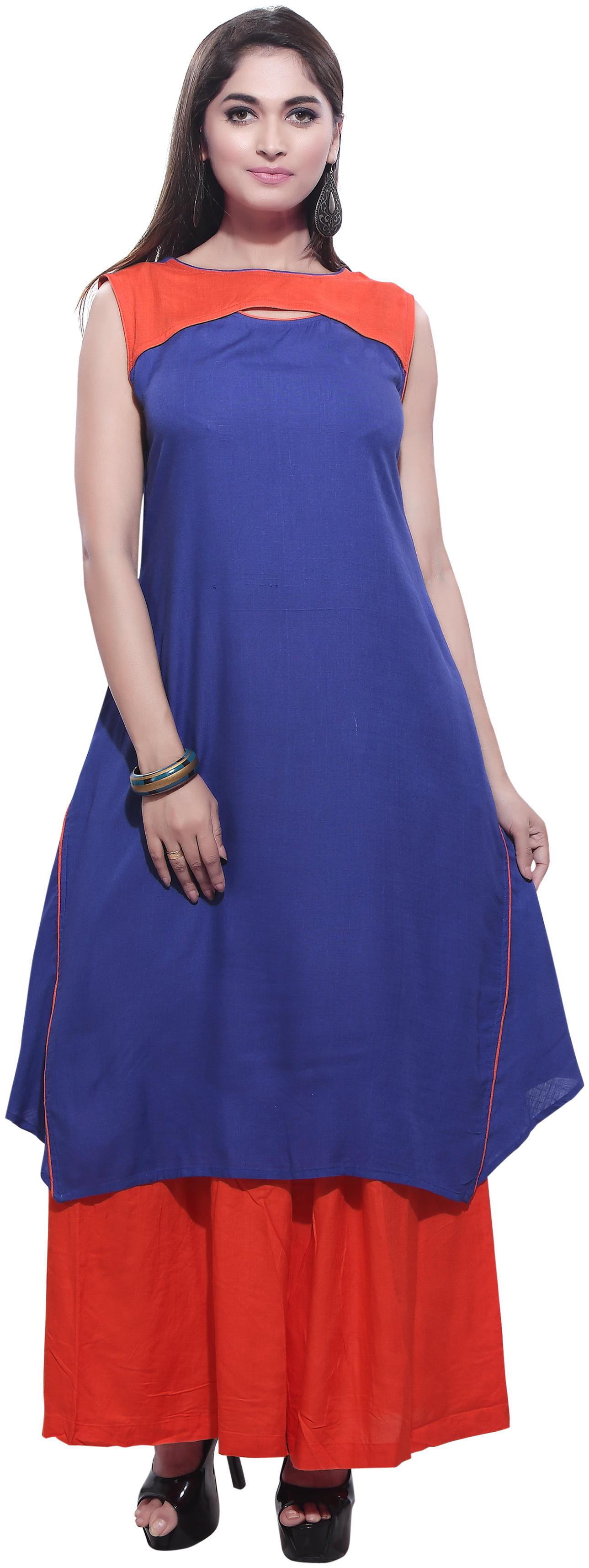 

Avanya Women s Solid Rayon A-Line Kurta