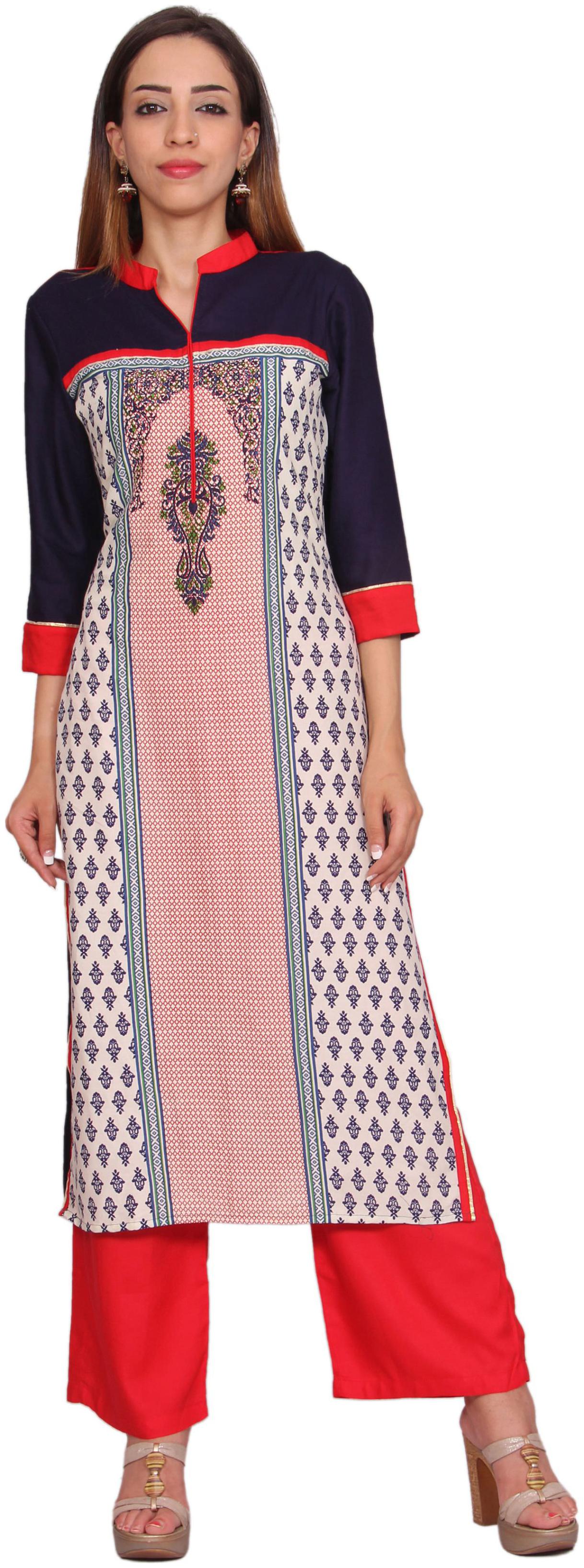 

Avanya Women Rayon Straight Kurta with Palazzo
