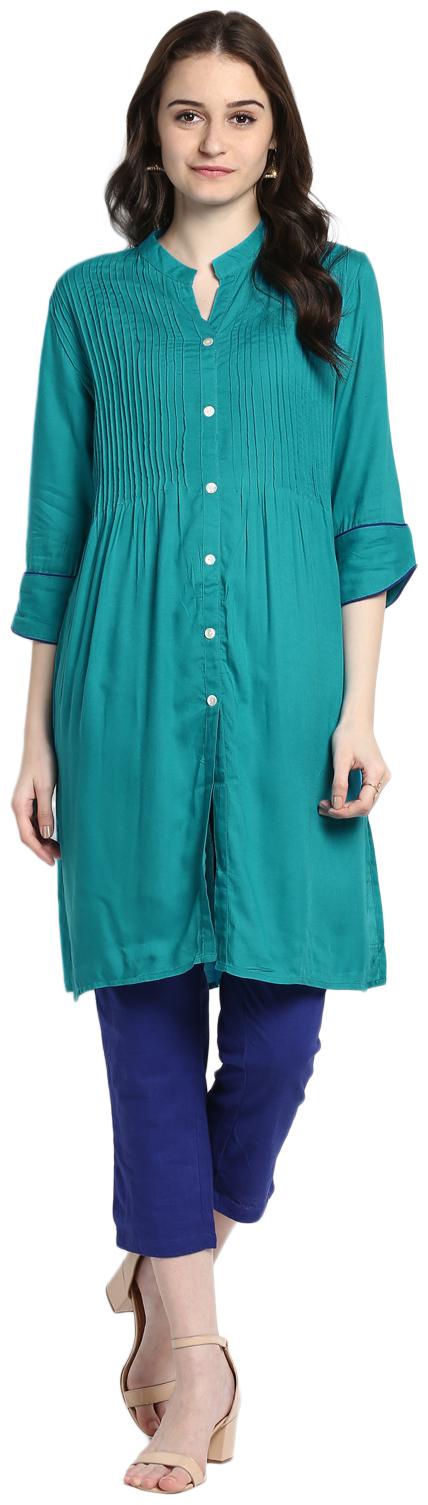 

Avanya Women Green Solid Straight Kurta