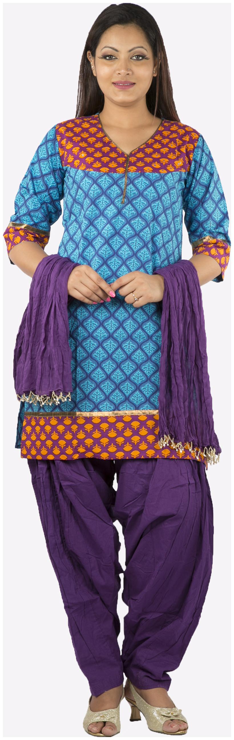 

Avanya Women Cotton Straight Kurta with Patiala Dupatta Set