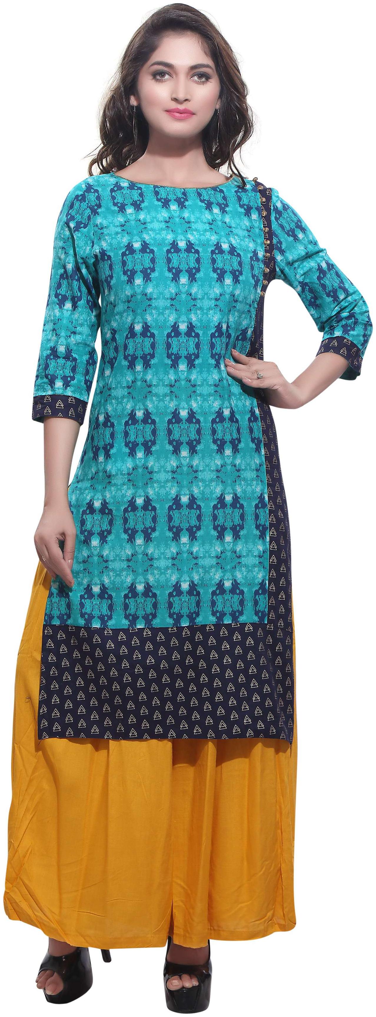 

Avanya Women Green Printed Straight Kurta