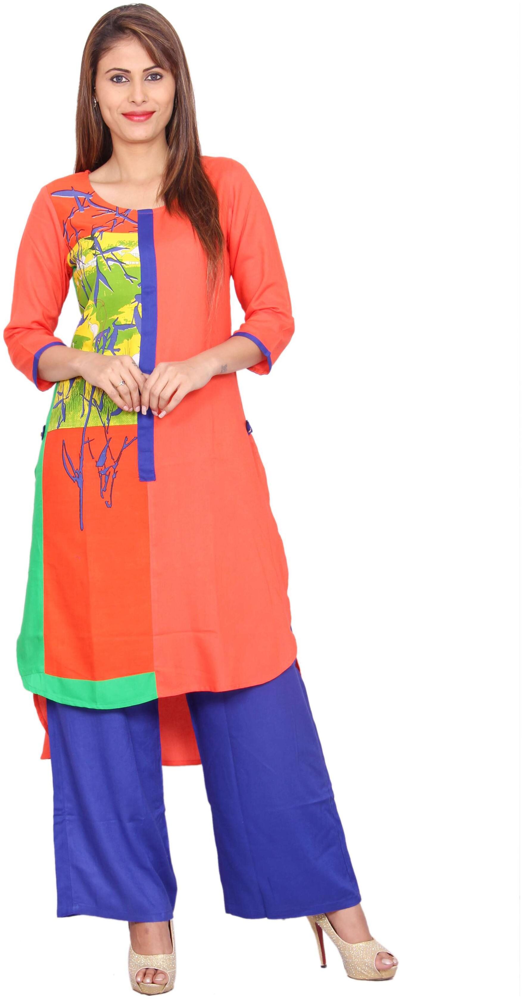 

Avanya Women Red Printed Straight Kurta