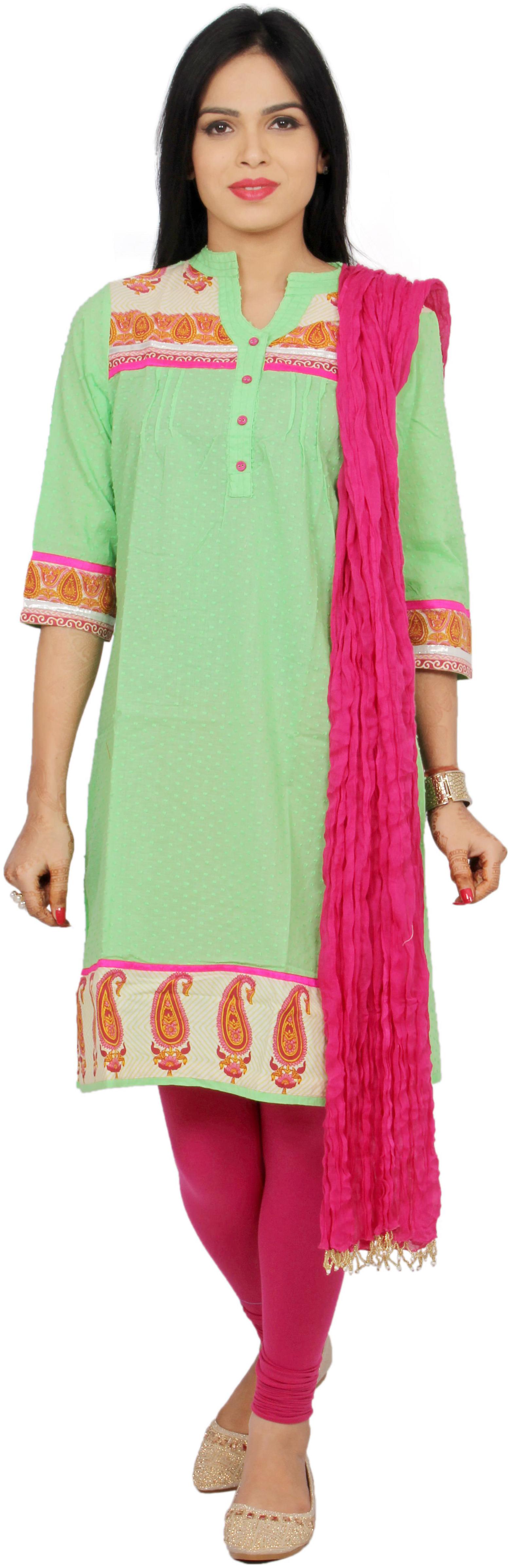 

Avanya Women Cotton Straight Kurta with Legging Dupatta Set