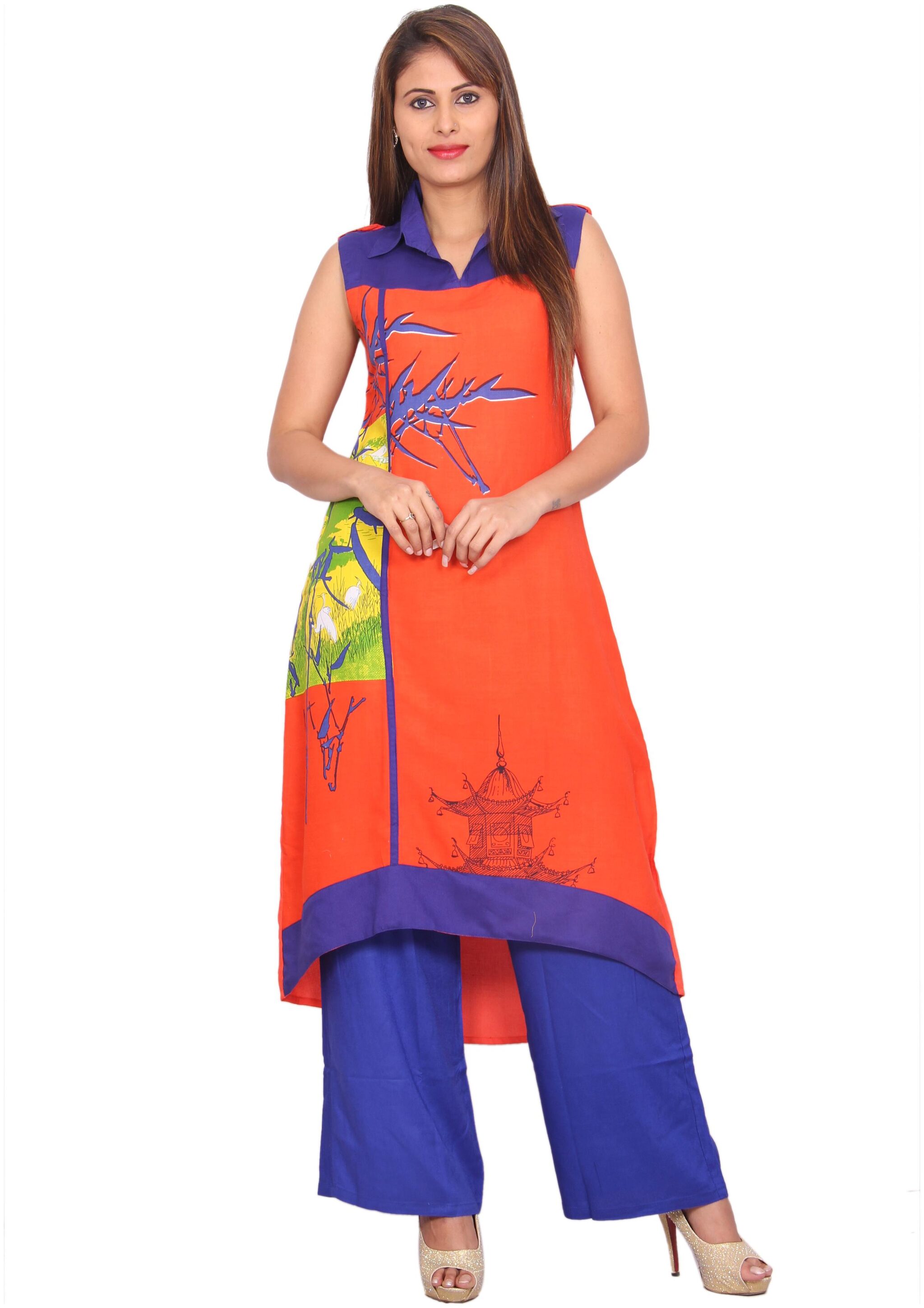 

Avanya Women Rayon Straight Kurta with Palazzo