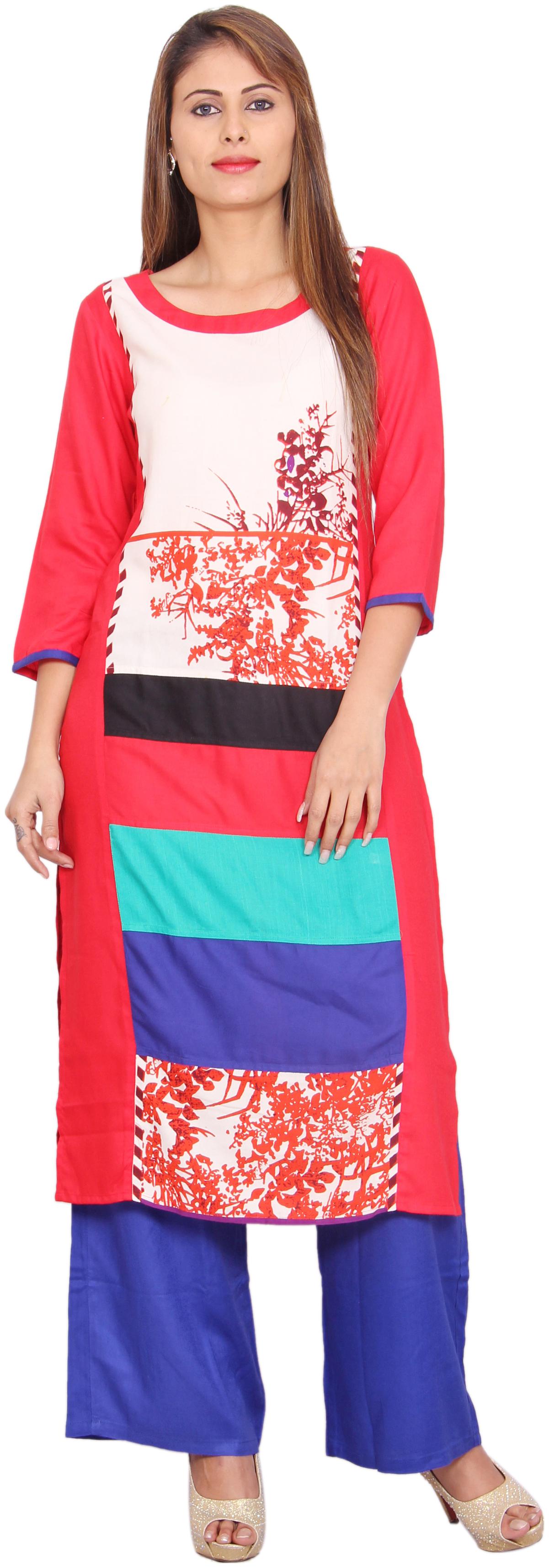 

Avanya Women Rayon Straight Kurta with Palazzo
