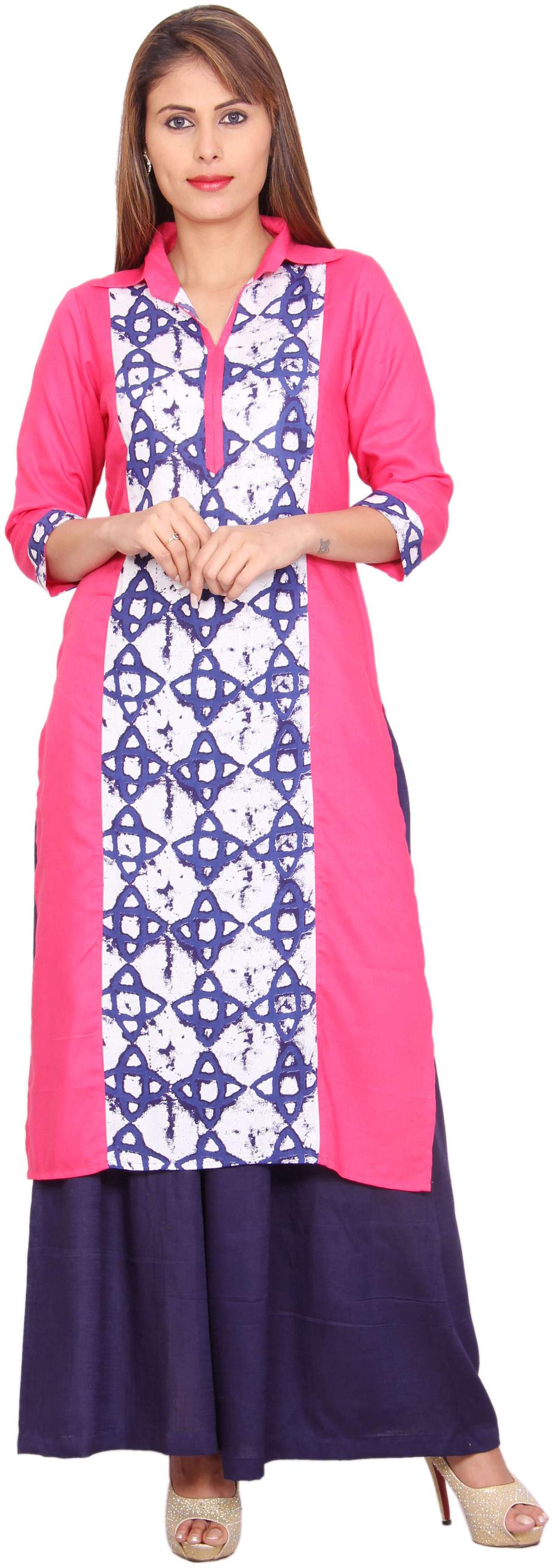 

Avanya Women Pink Printed Straight Kurta