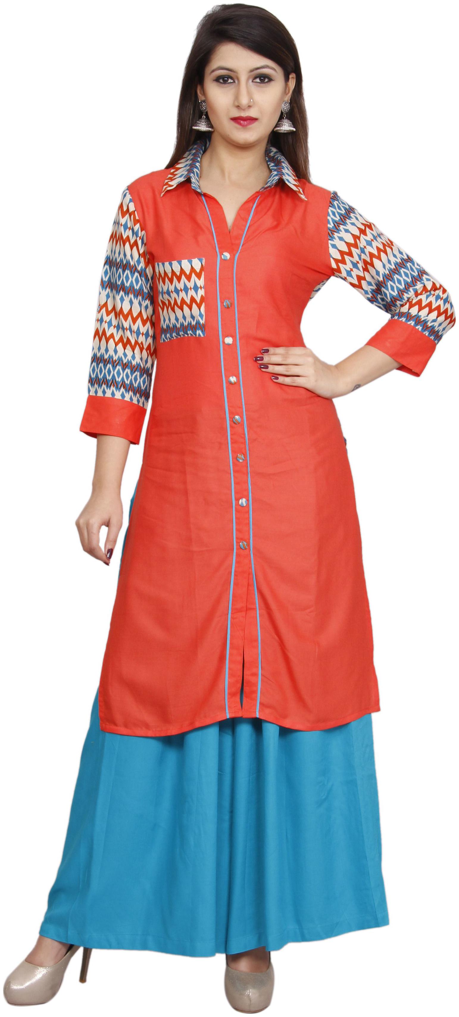 

Avanya Women Red Printed Straight Kurta