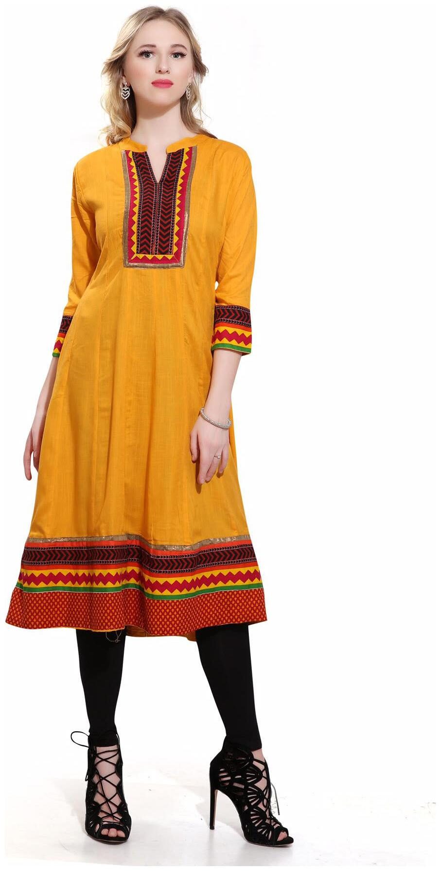 

Avanya Women Yellow Printed Anarkali Kurta