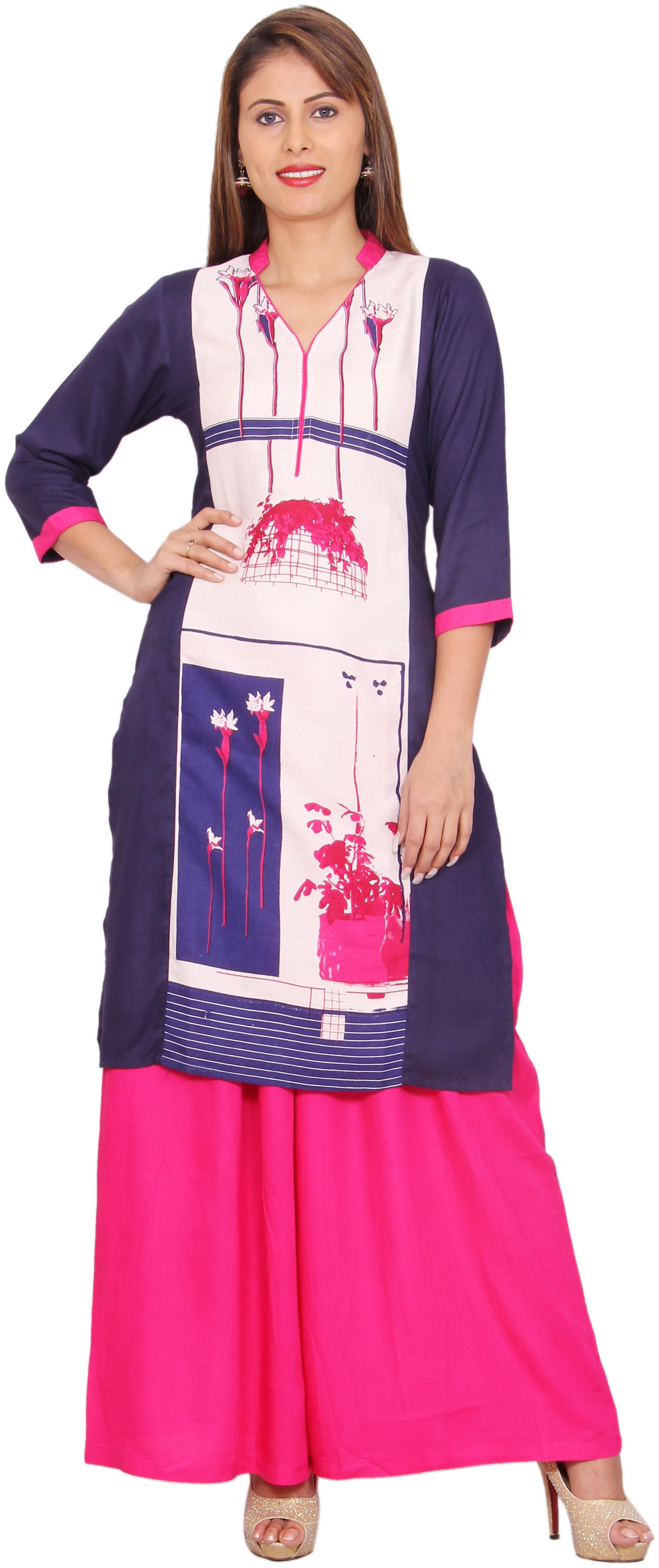 

Avanya Women Rayon Straight Kurta with Palazzo