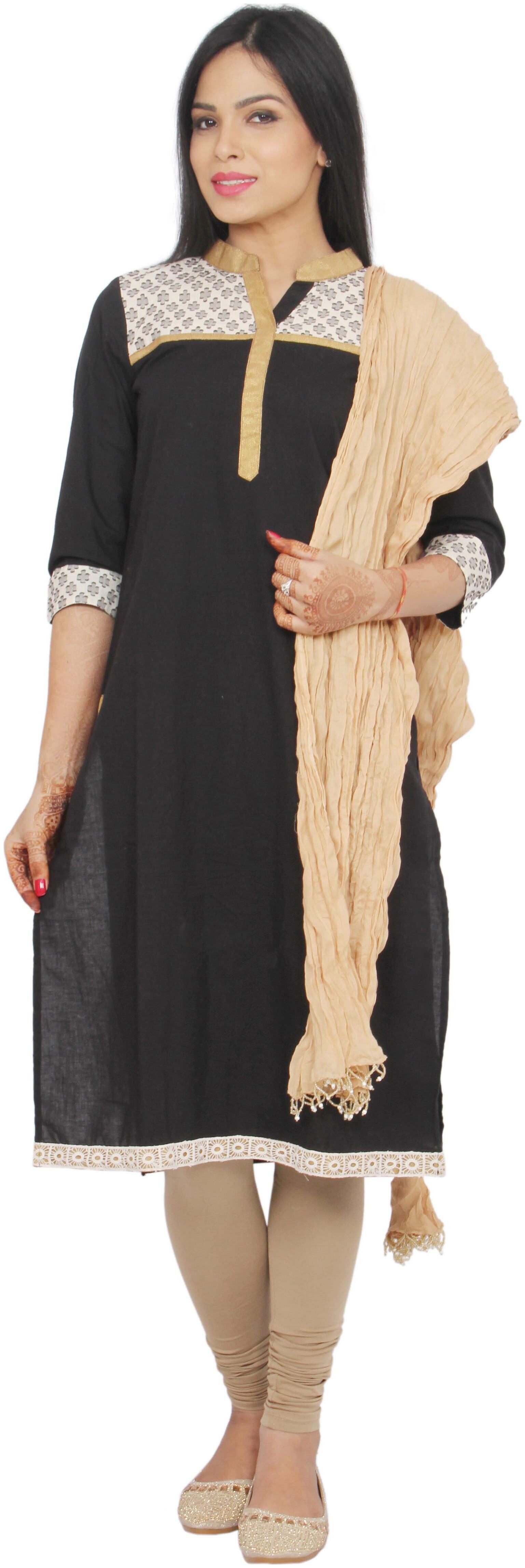 

Avanya Women Cotton Straight Kurta with Legging Dupatta Set