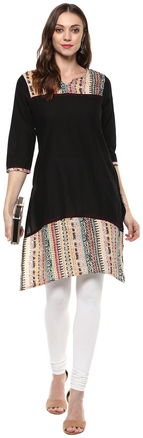 

Avanya Women Black Printed Straight Kurta