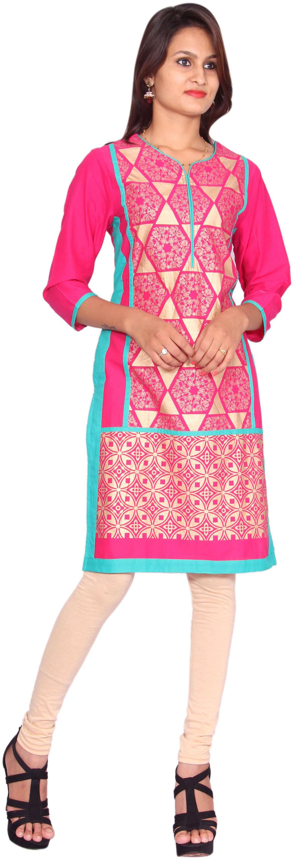 

Avanya Women Pink Printed Straight Kurta