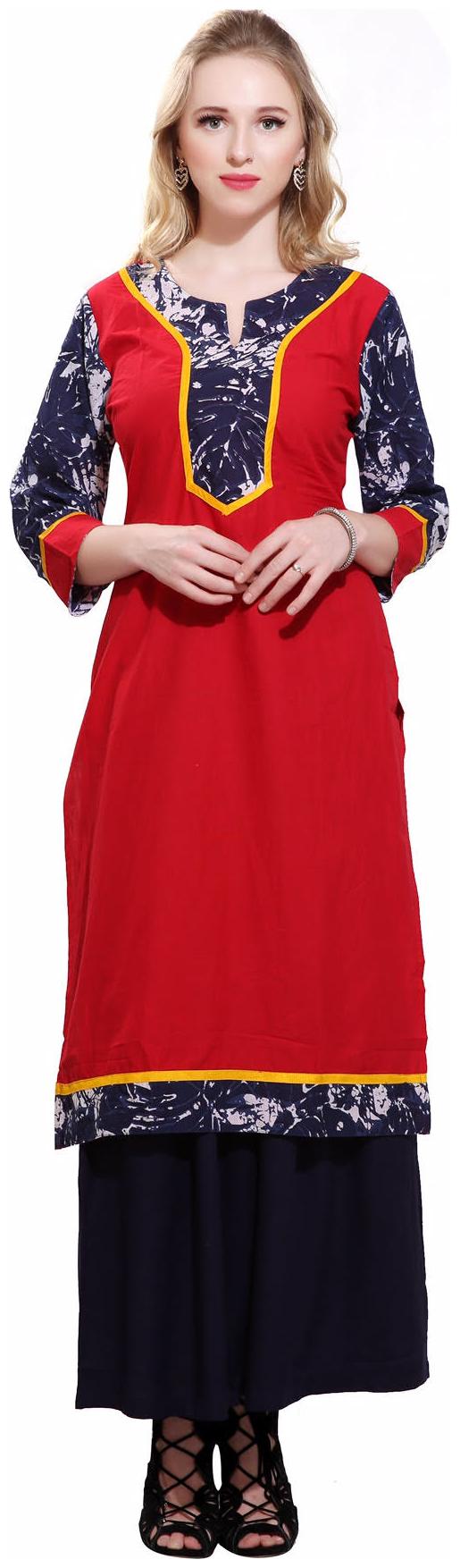 

Avanya Women Red Solid Straight Kurta
