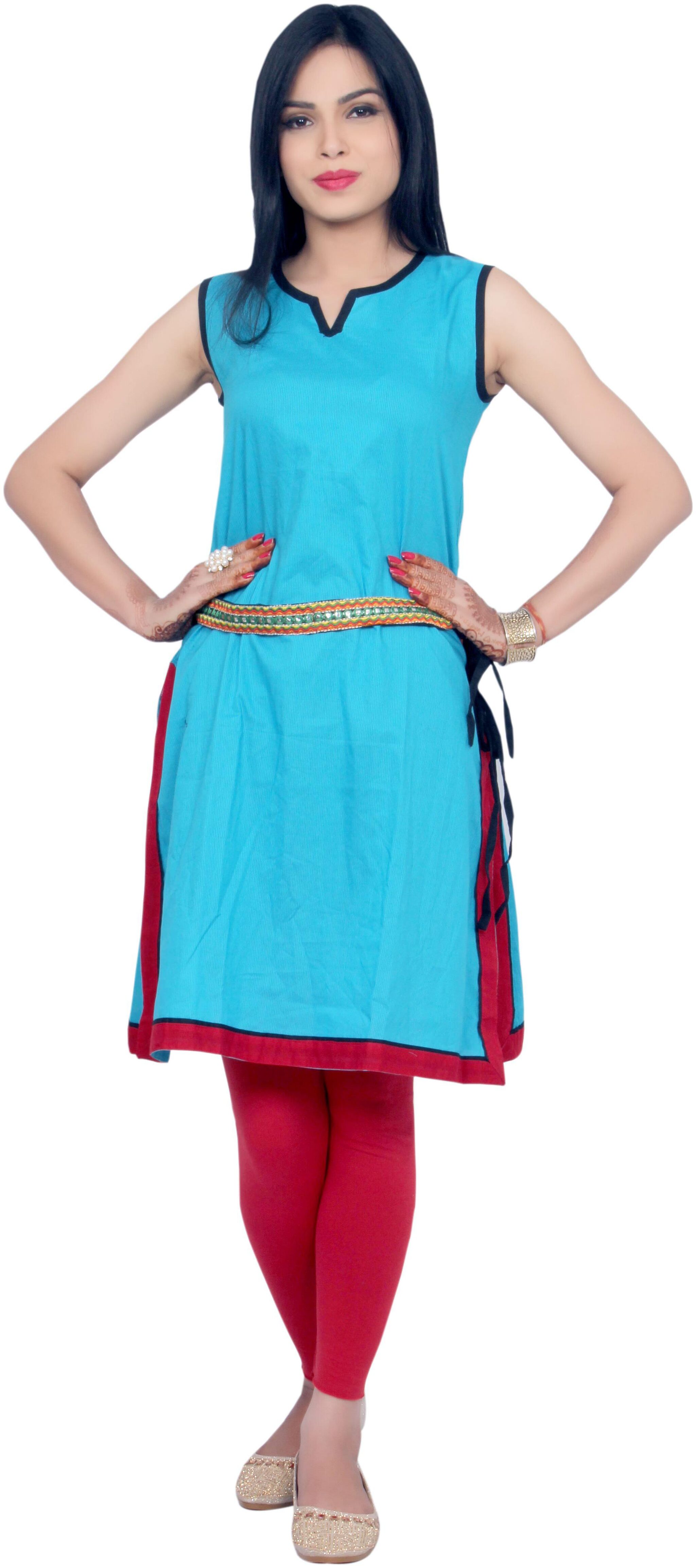 

Avanya Women Cotton Straight Kurta with Legging Belt