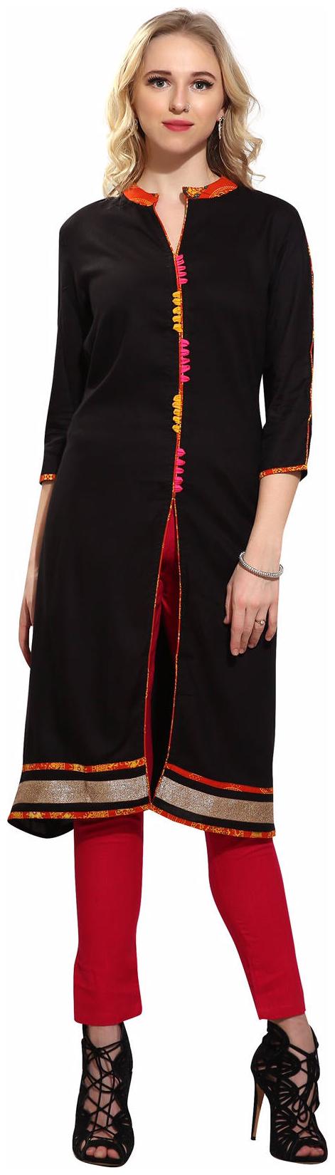 

Avanya Women s Solid Rayon A-Line Kurta