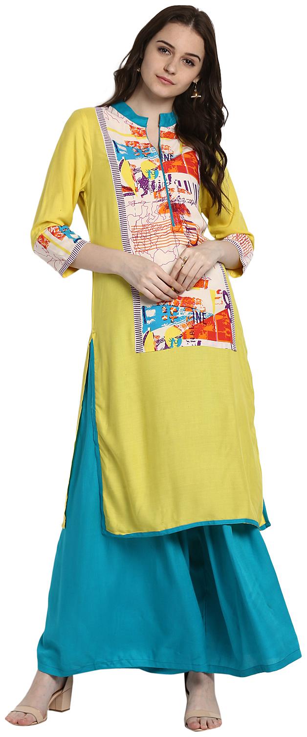 

Avanya Women Green Printed Straight Kurta