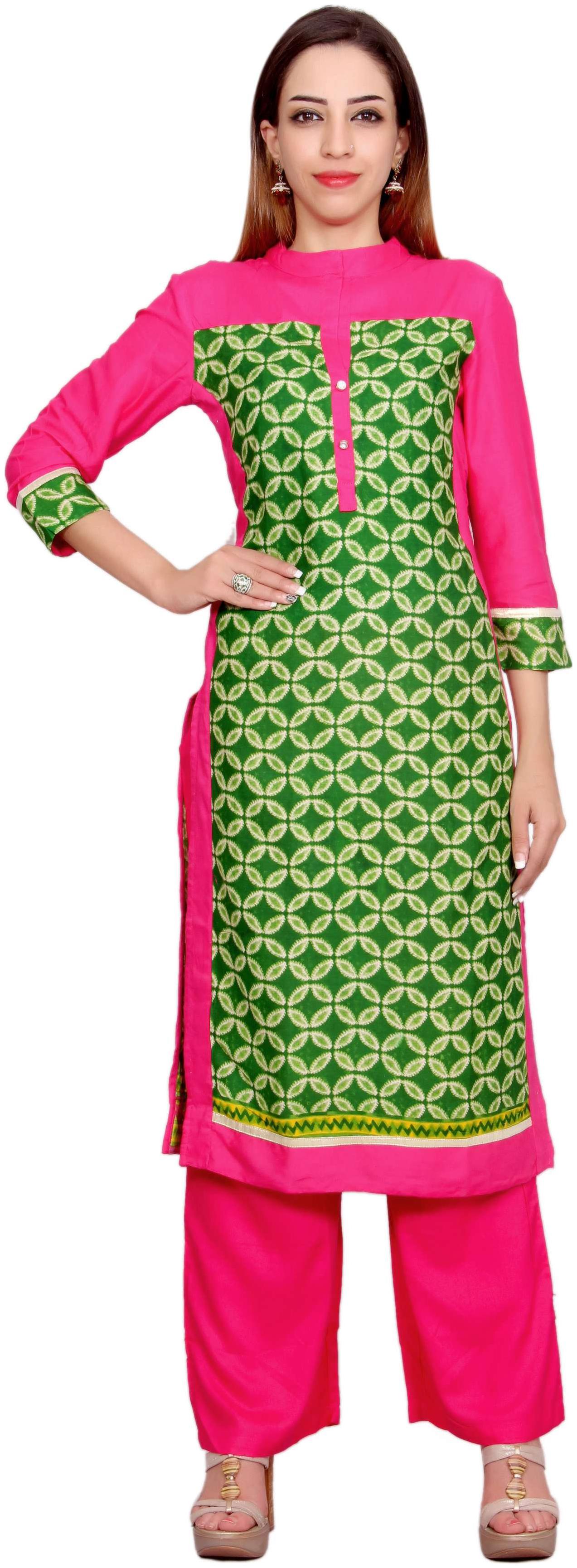 

Avanya Women Green Printed Straight Kurta