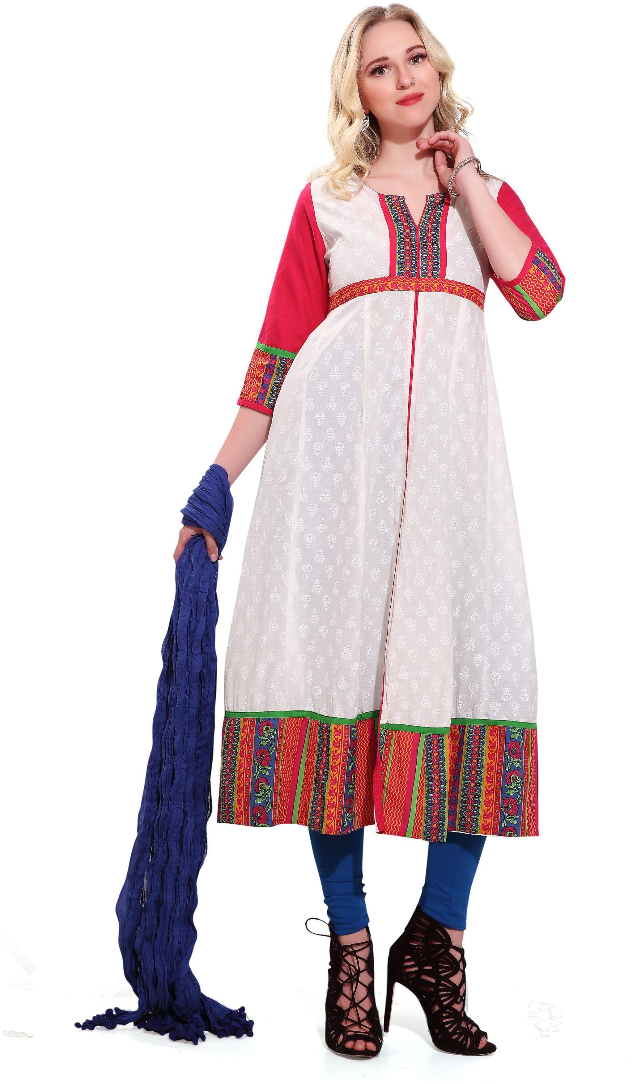 

Avanya Women Cotton Anarkali Kurta with Legging Dupatta Set
