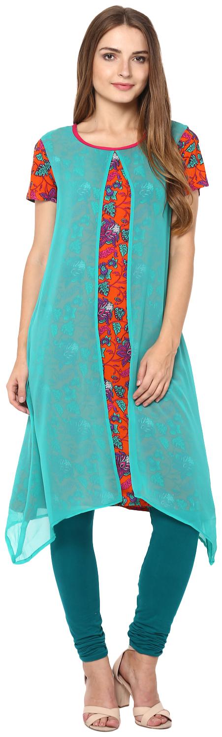 

Avanya Women s Printed Rayon A-Line Kurta