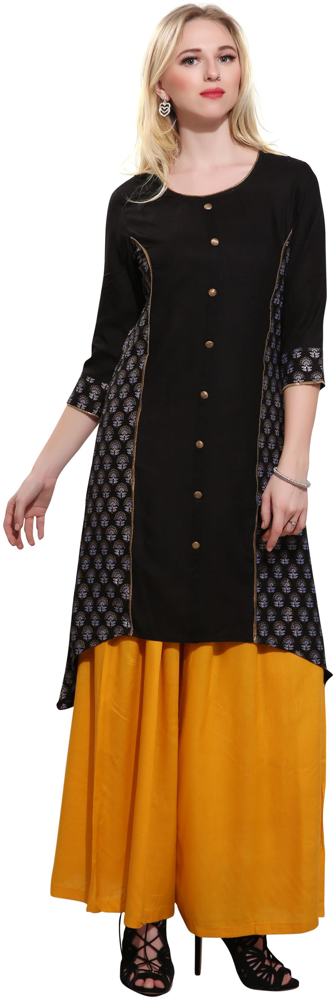

Avanya Women s Printed Rayon A-Line Kurta