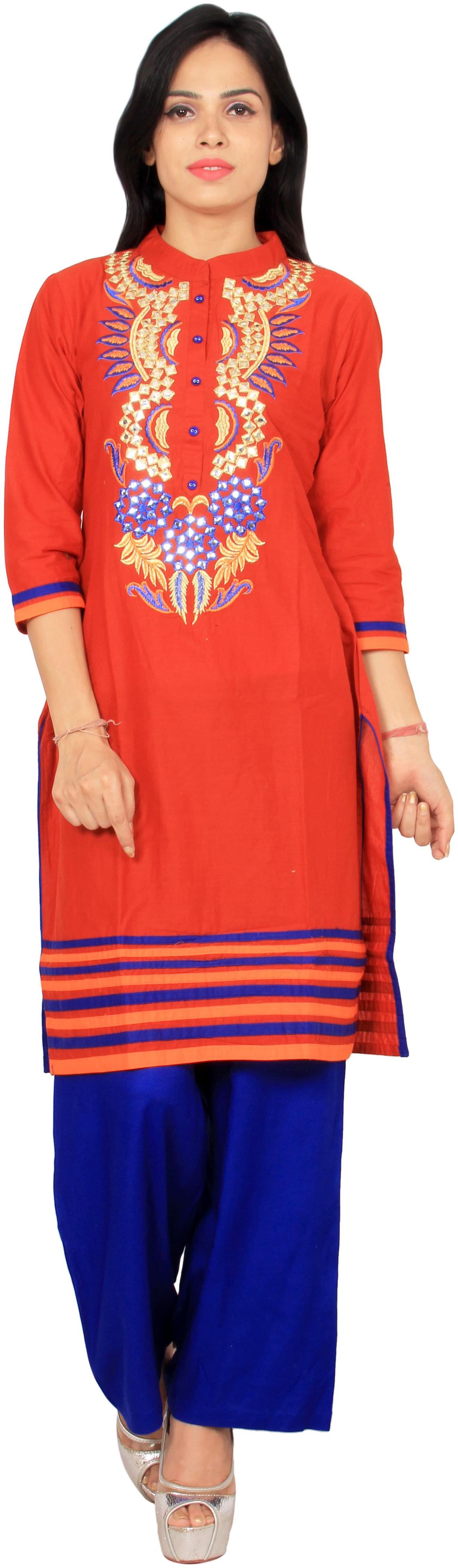 

Avanya Women Cotton Straight Kurta with Palazzo
