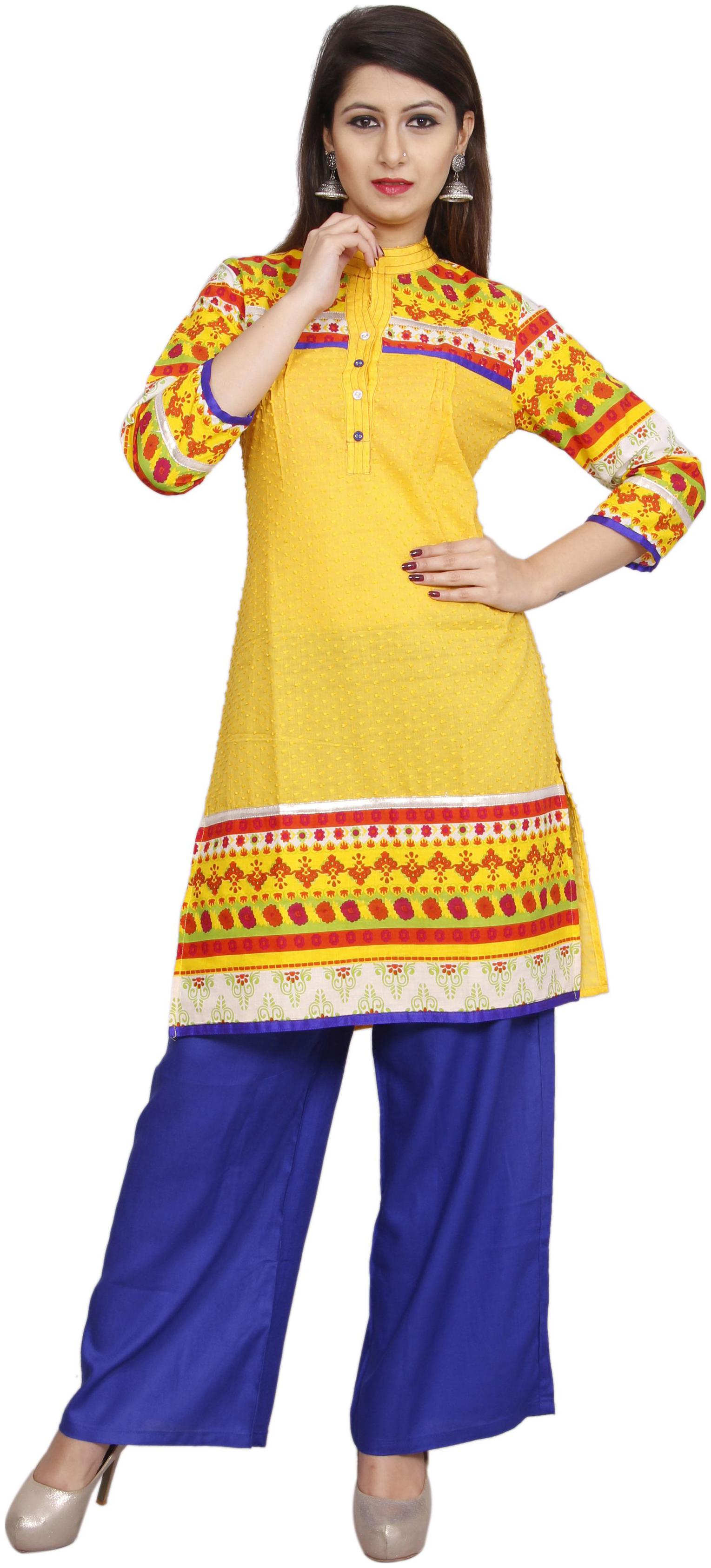

Avanya Women Yellow Printed Straight Kurta