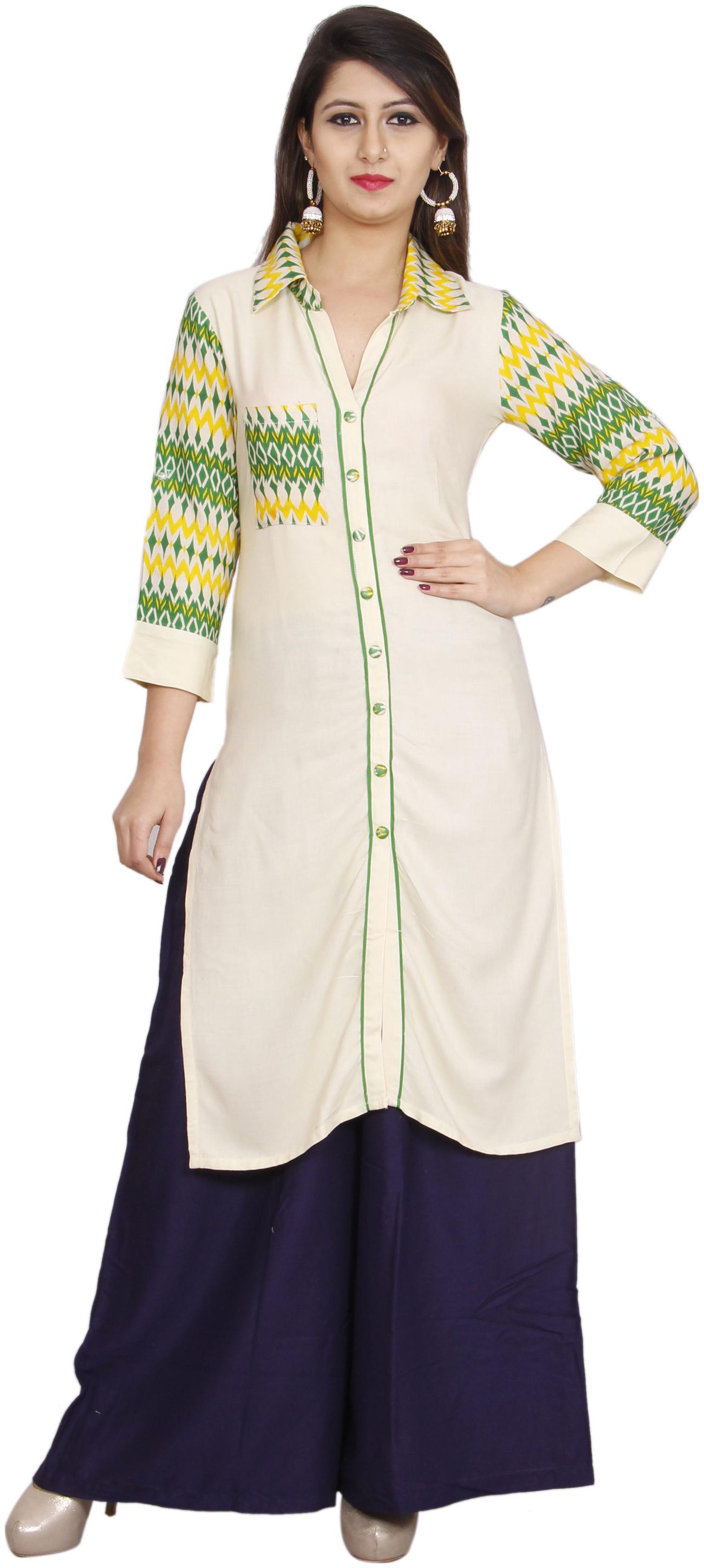 

Avanya Women White Printed Straight Kurta
