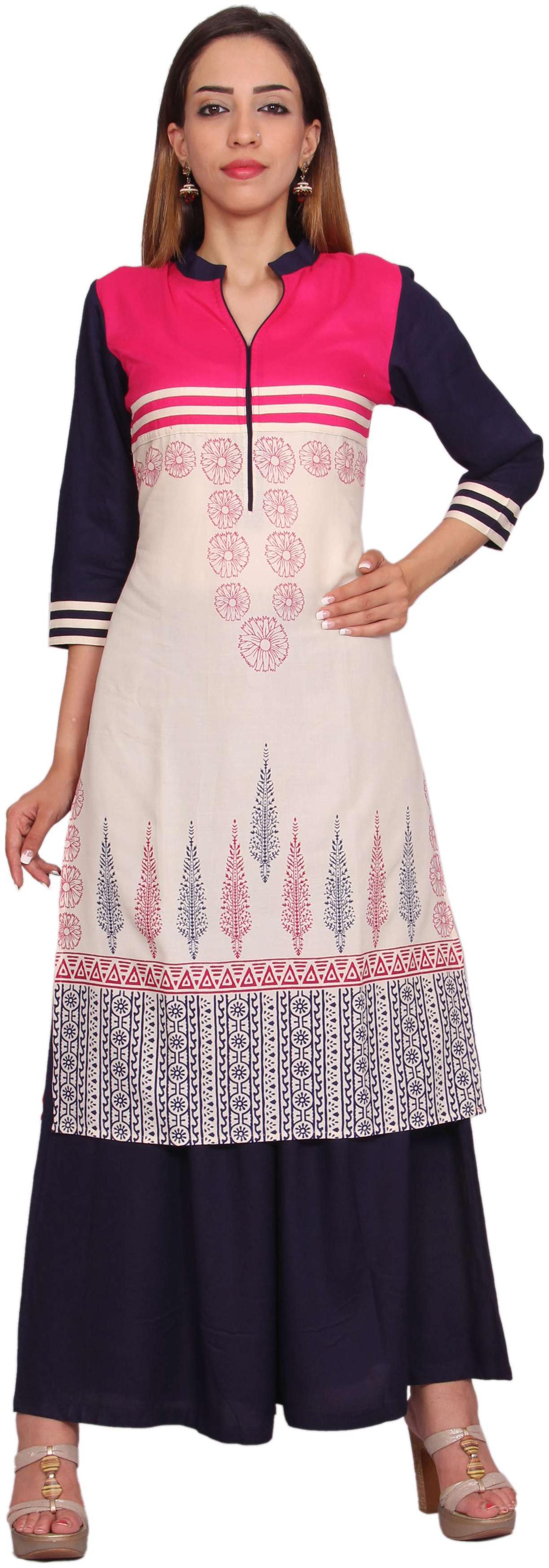 

Avanya Women White Printed Straight Kurta