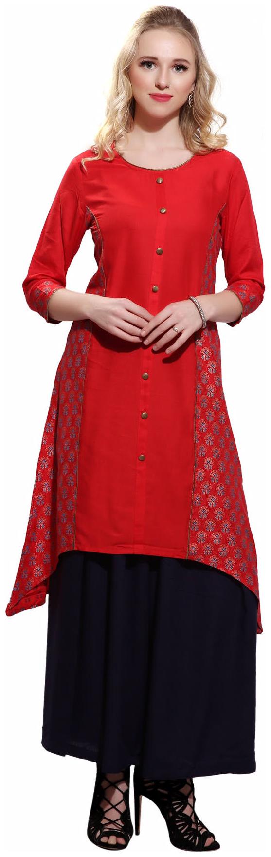 

Avanya Women s Printed Rayon A-Line Kurta