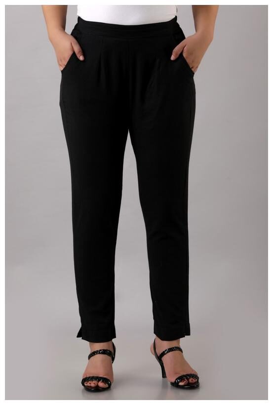 

Avinda Cotton Solid Black Color Trouser For Women