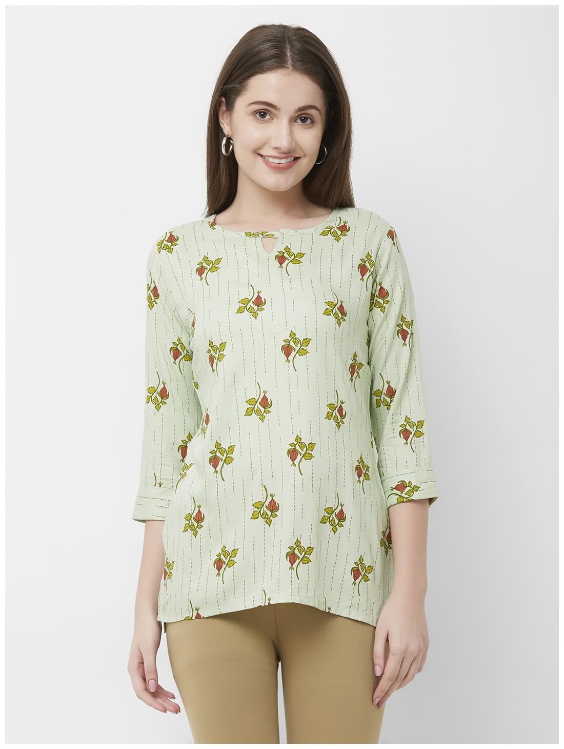 

ANVITA Women Floral Regular top - Green