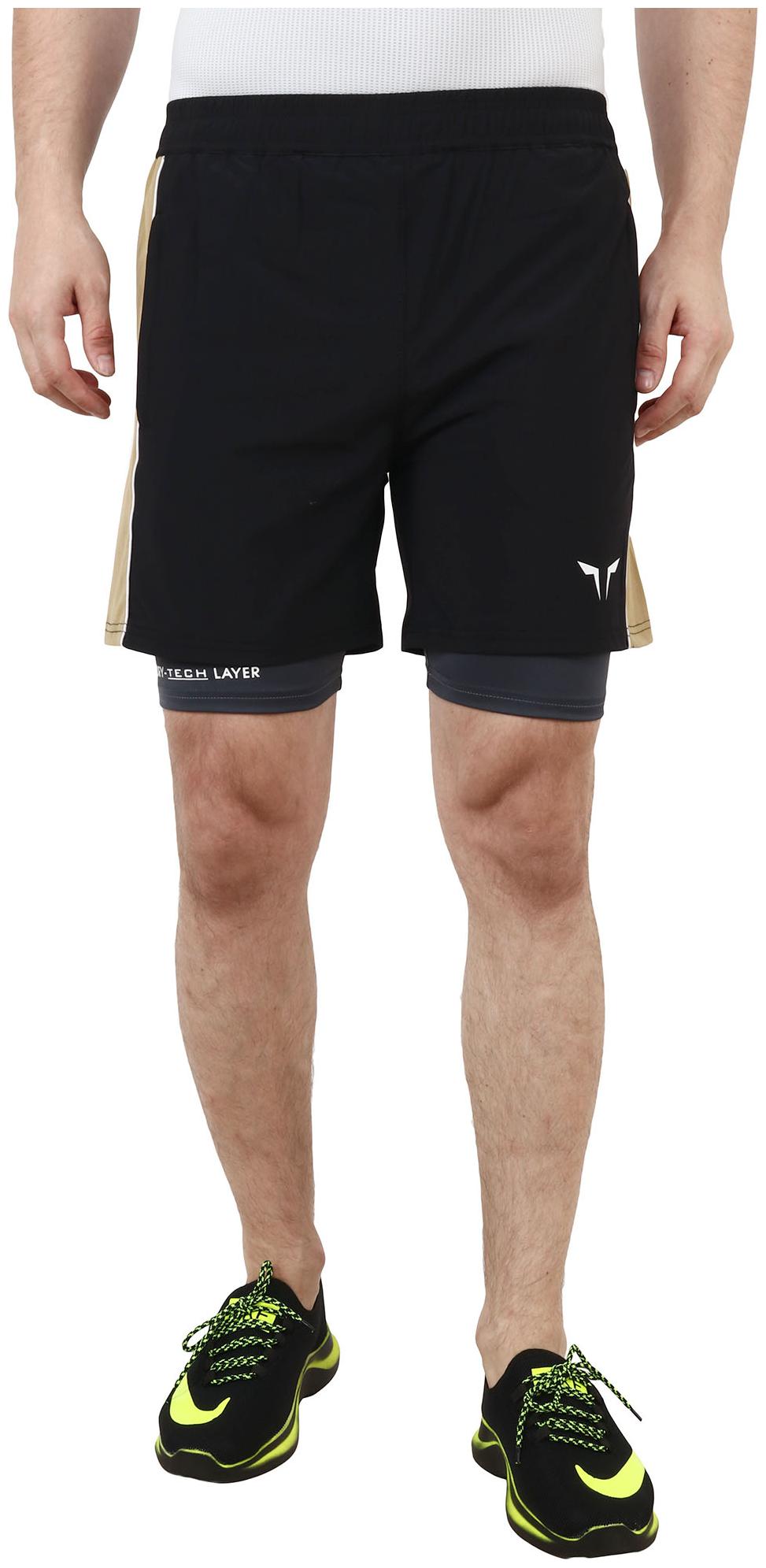 

Avvaro Men Black Lycra Solid Sports Shorts