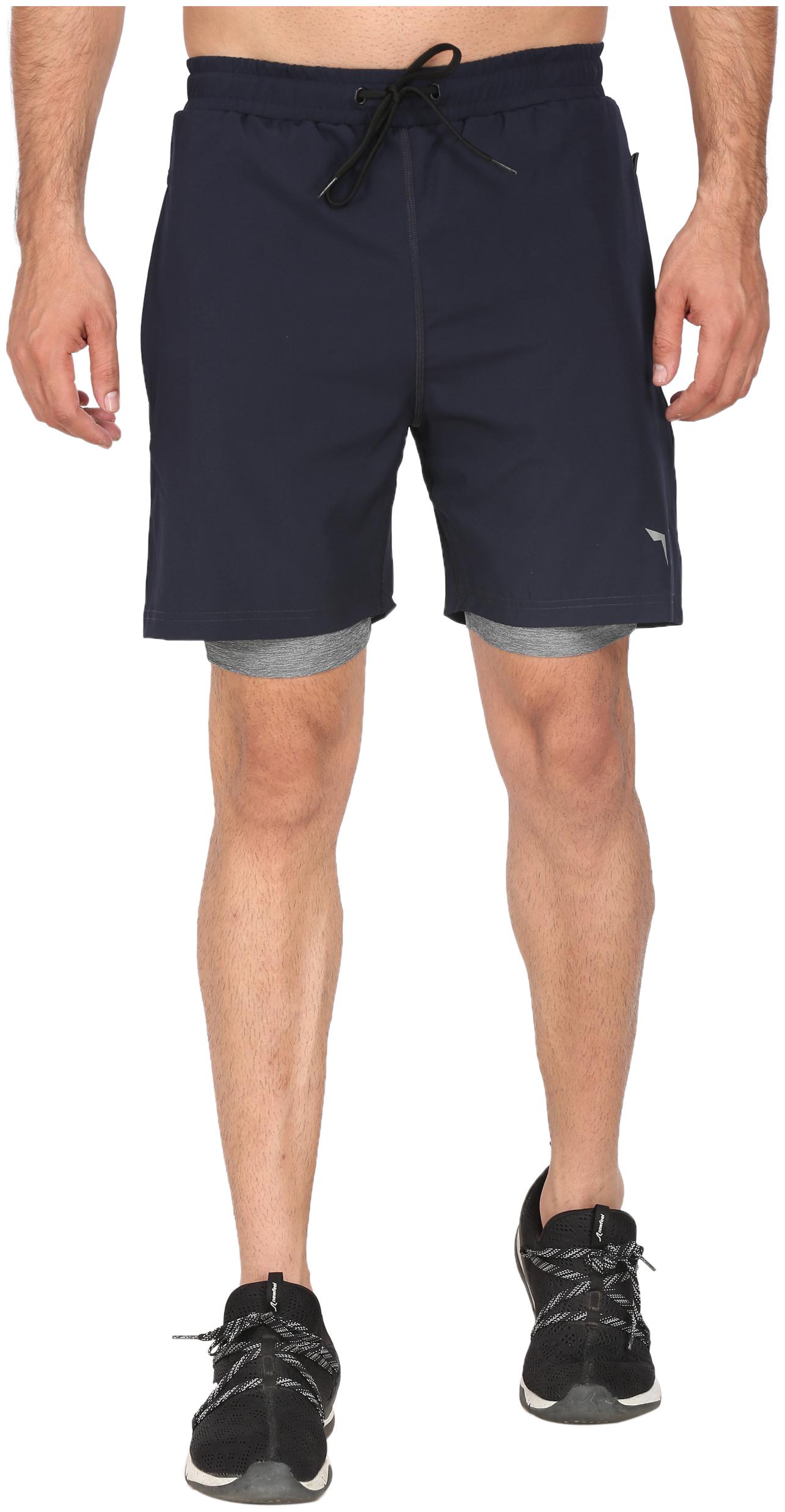 

Avvaro Men Navy Blue Lycra Solid Sports Shorts