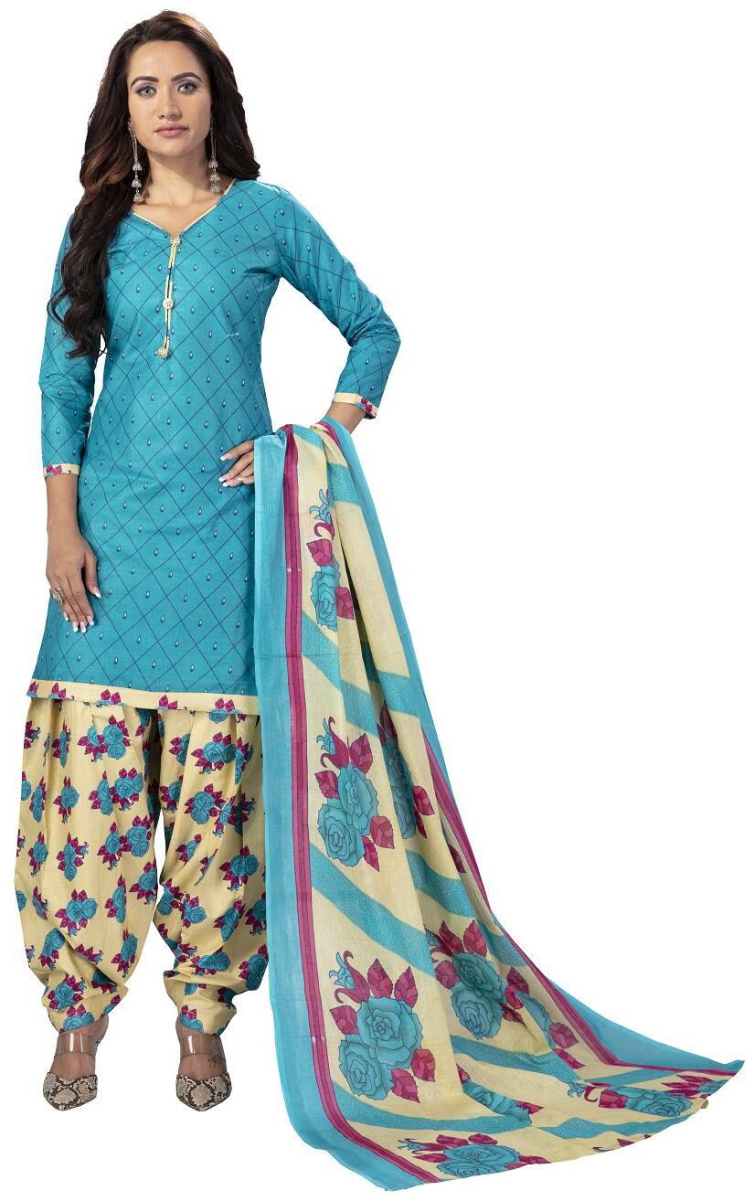 

Avyakta Fab Blue Unstitched Kurta with bottom dupatta With dupatta Dress Material
