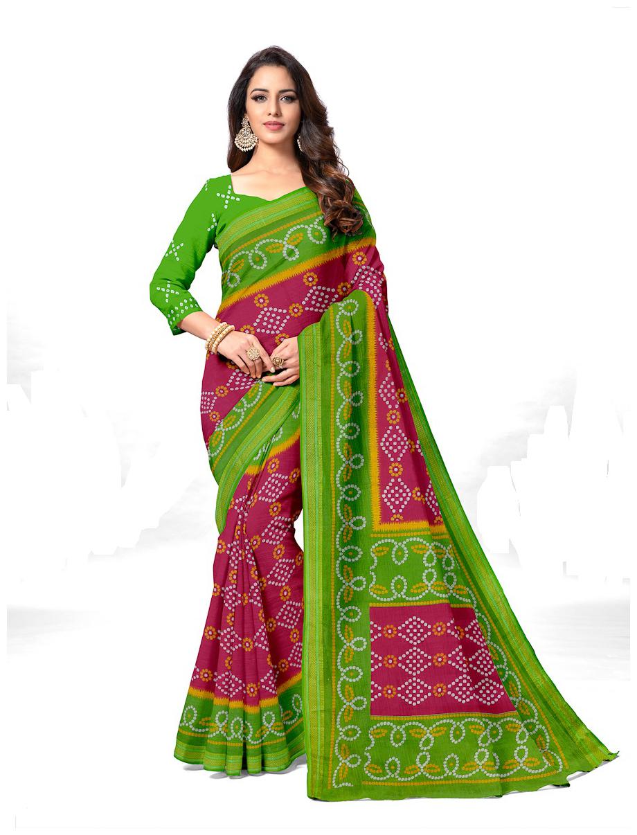 

Avyakta Fab Womens Multi Cotton Bandhani Print Saree