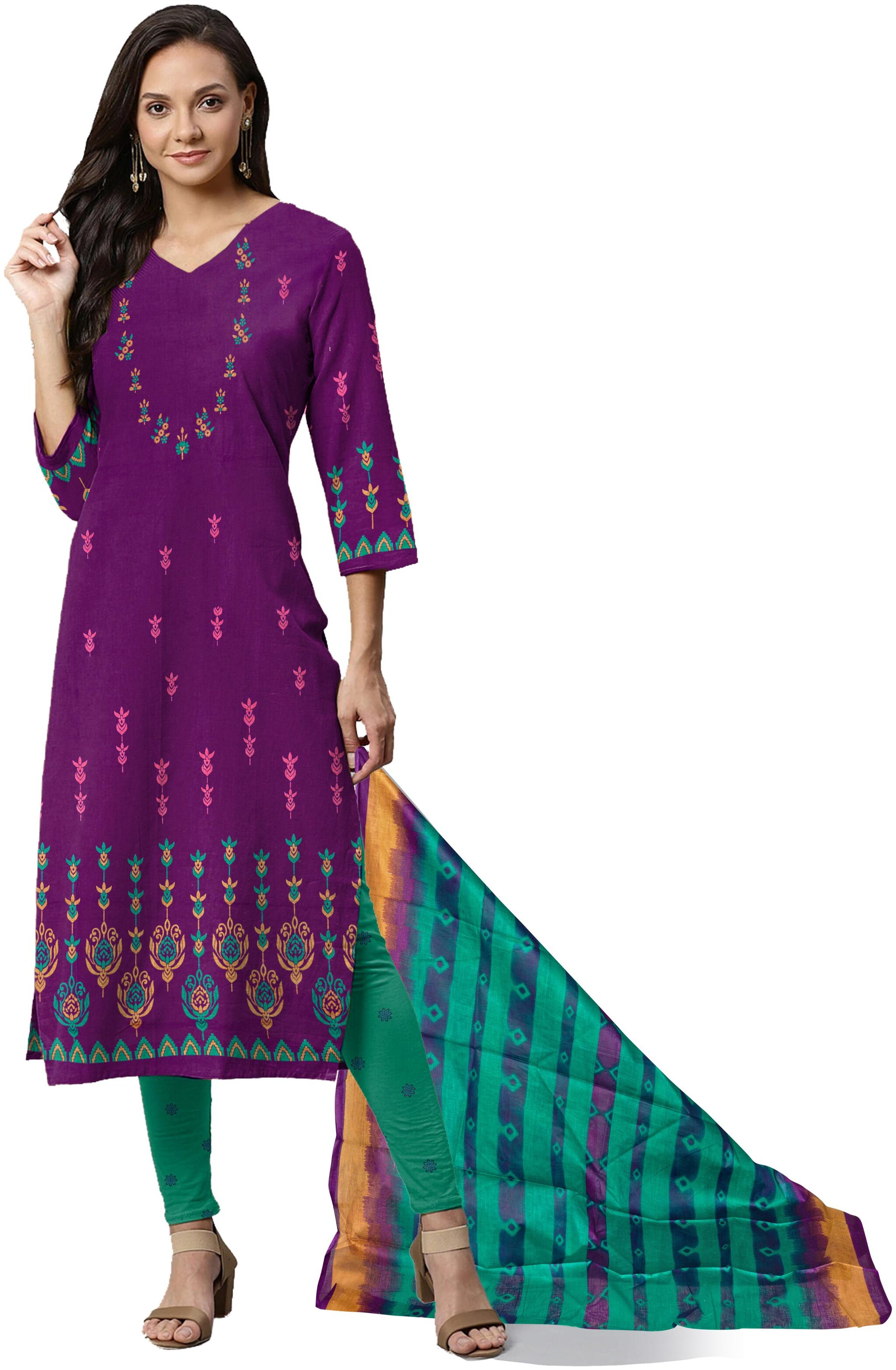 

Avyakta Fab Purple Unstitched Kurta with bottom dupatta With dupatta Dress Material