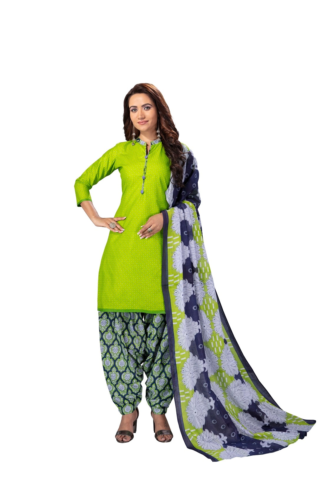 

Avyakta Fab Green Unstitched Kurta with bottom dupatta With dupatta Dress Material