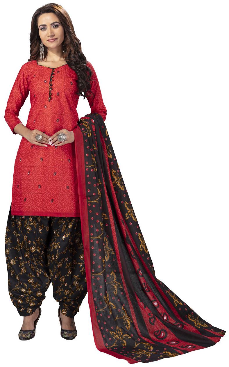 

Avyakta Fab Red Unstitched Kurta with bottom dupatta With dupatta Dress Material