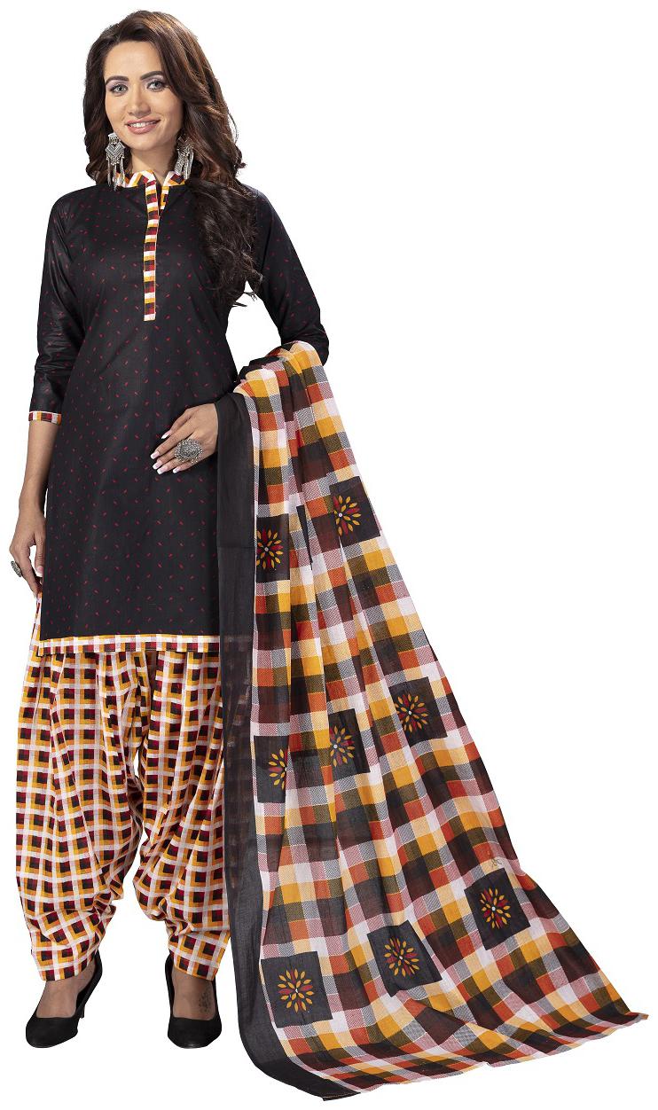 

Avyakta Fab Black Unstitched Kurta with bottom dupatta With dupatta Dress Material