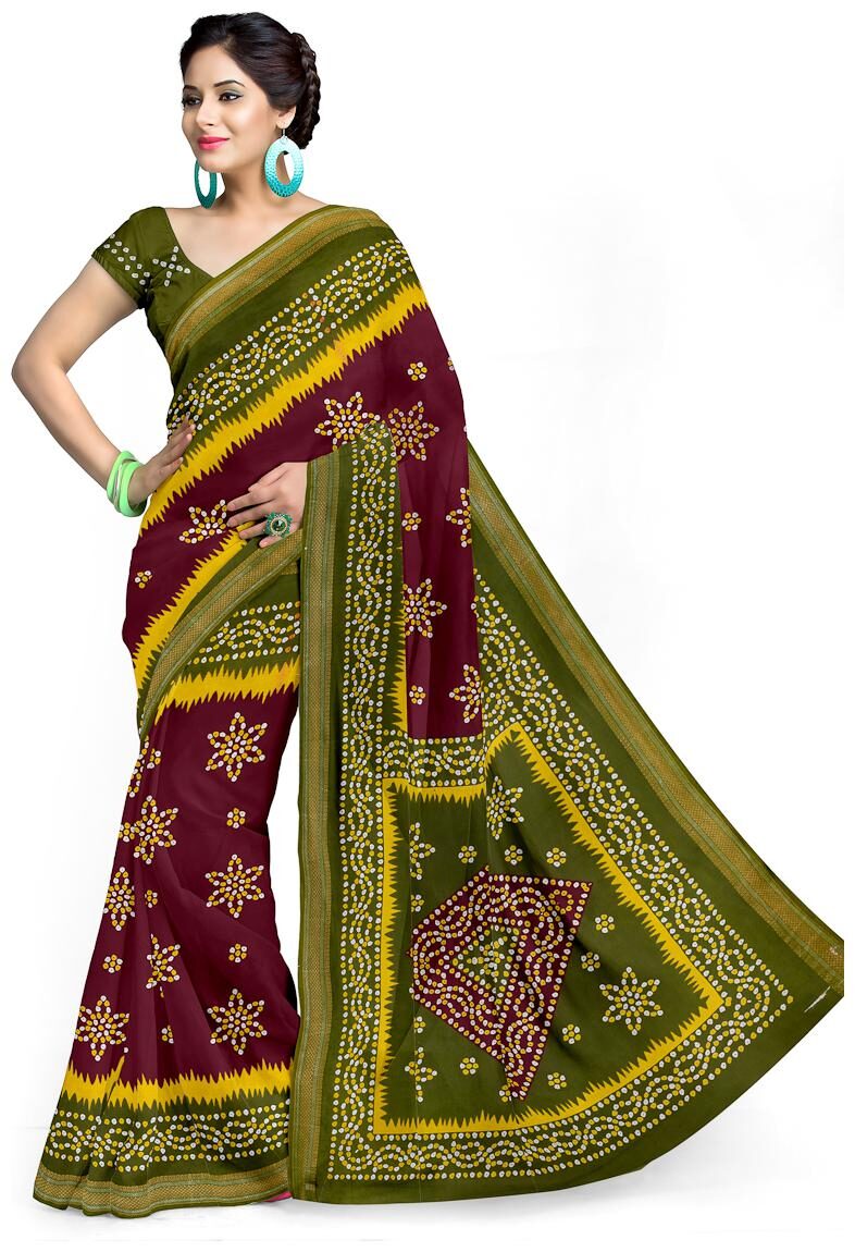 

Avyakta Fab Womens Multi Cotton Bandhani Print Saree
