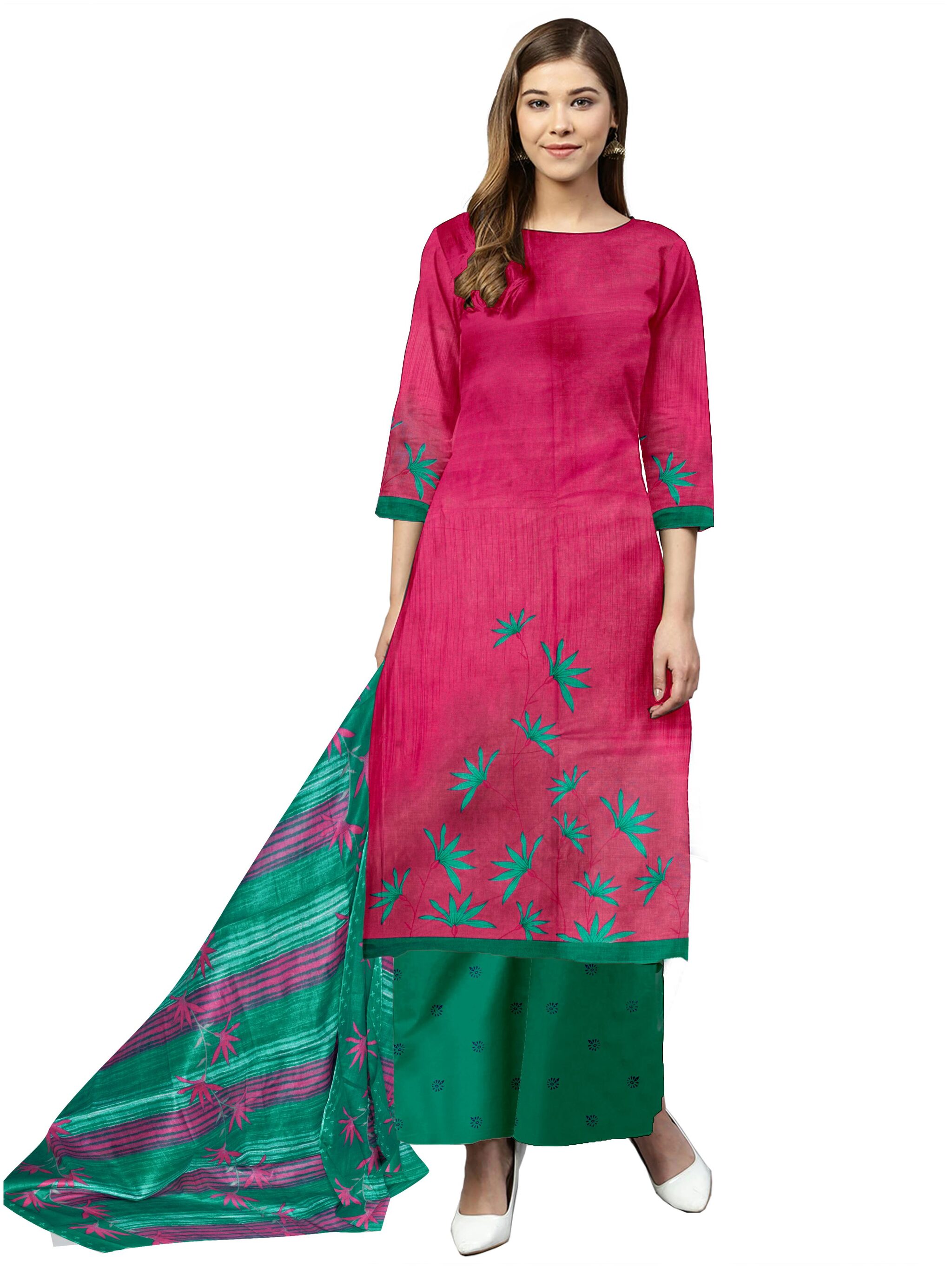 

Avyakta Fab Magenta Unstitched Kurta with bottom dupatta With dupatta Dress Material