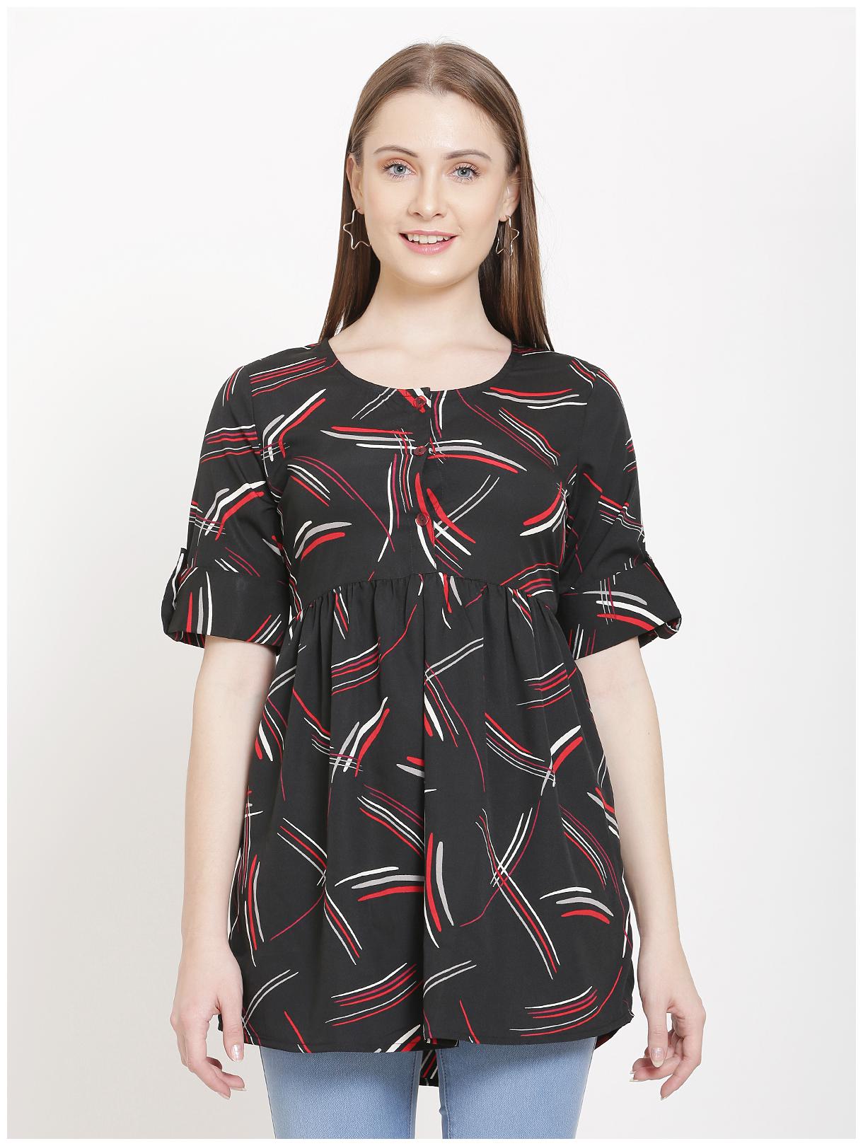 

Avyanna Women Geometric Regular top - Black