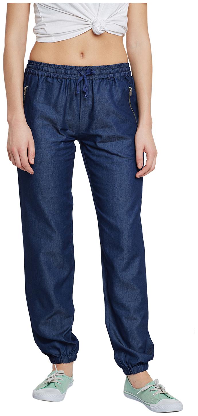 

Avyanna Stylish Womens Navy Blue Solid Denim Joggers Pant