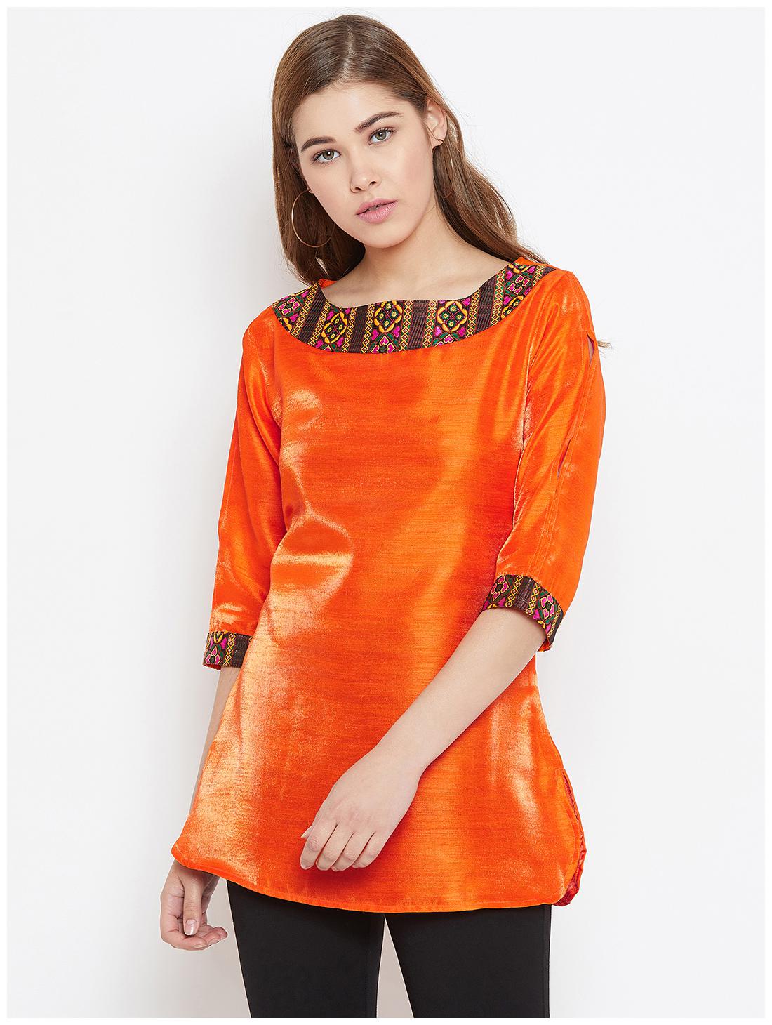 

Avyanna Women Embroidered Regular tunic - Orange