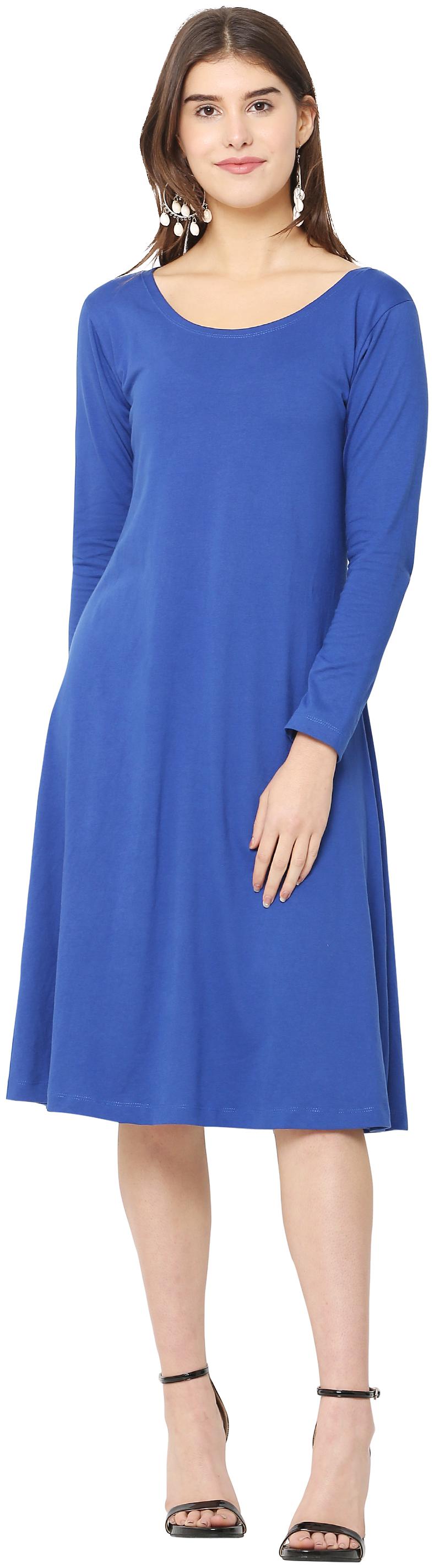 

Avyanna Blue Solid Fit flare dress