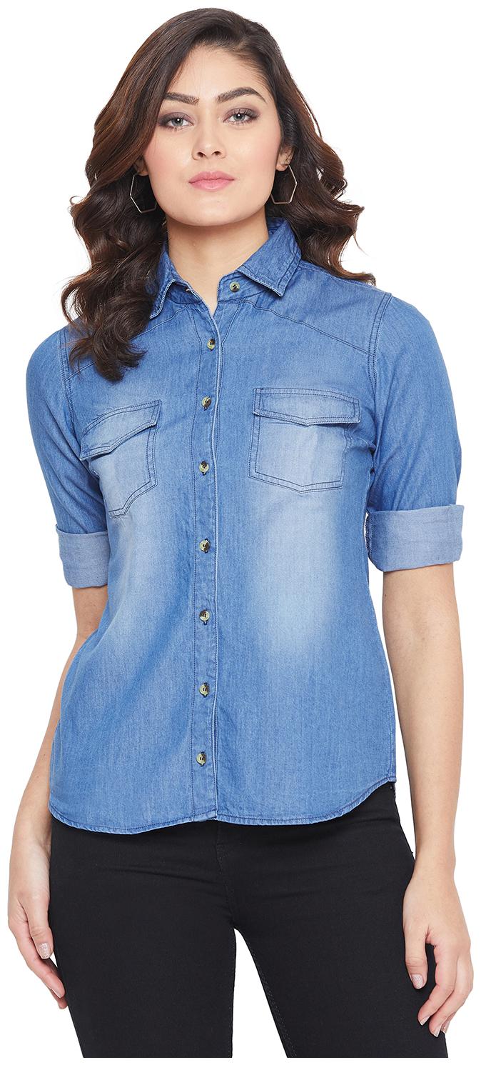 

Avyanna Women Blue Solid Regular Fit Shirt