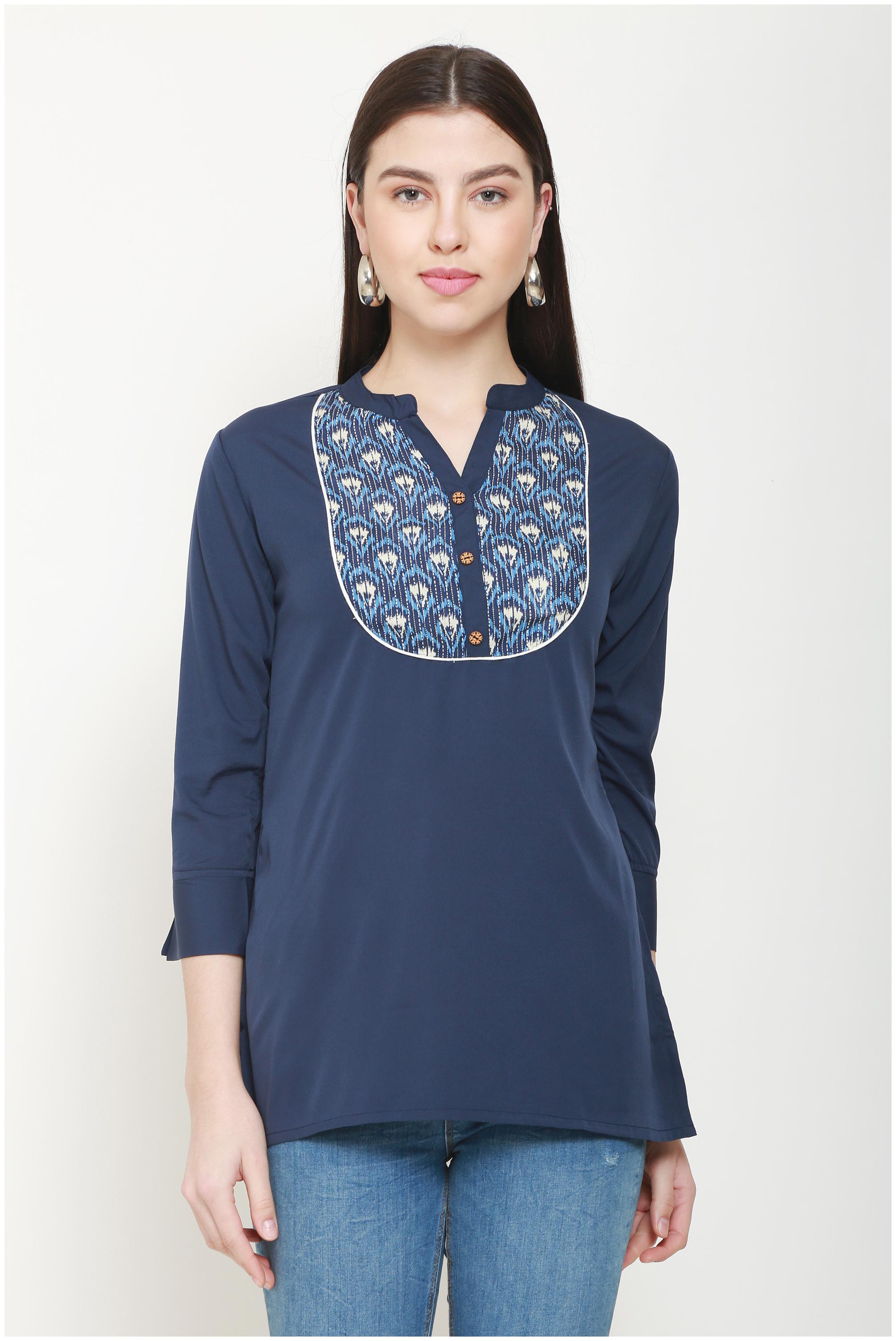 

Avyanna Women Embroidered Regular top - Blue